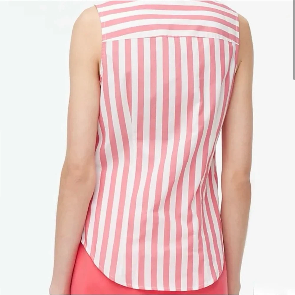 NWT J. Crew Pink and White Sleeveless Button Down Shirt - Picture 5 of 6